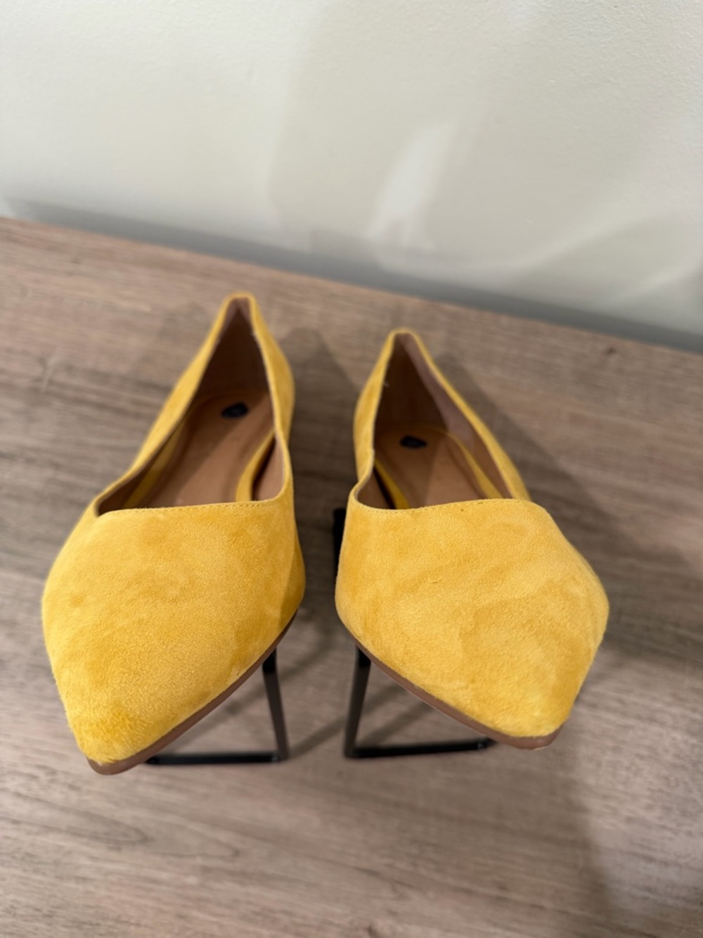 Caslon Genuine Leather Suede Pointed Toe Golden Yellow Flats - Picture 7 of 10